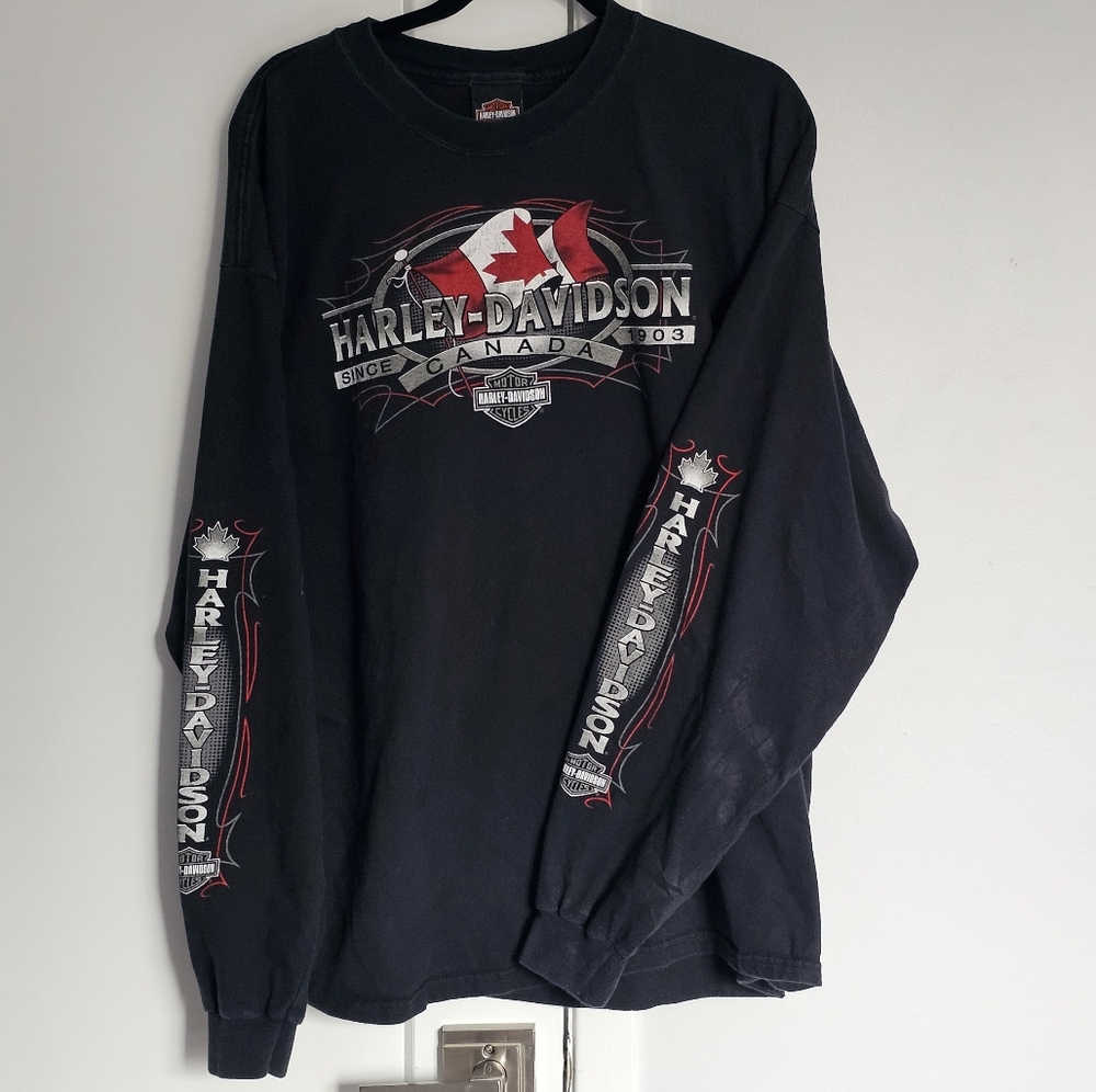 Mackie Harley-Davidson Oshawa Black Long Sleeve Men's Shirt Size 2XL
